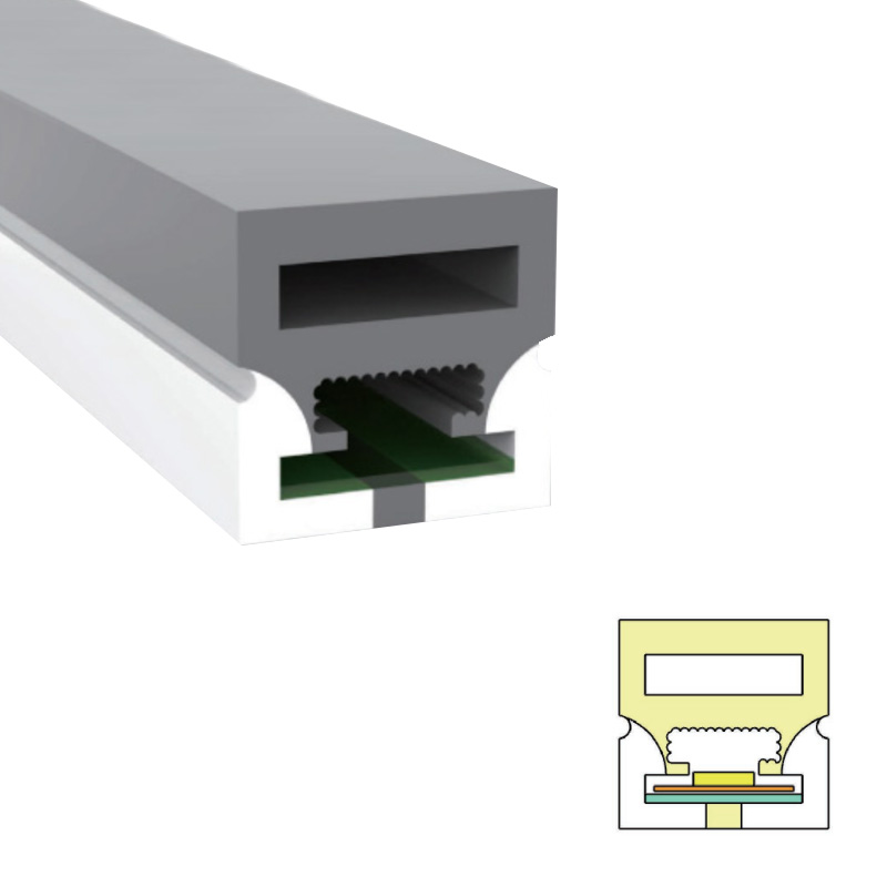 Silicone LED Light Channel Large Illumination For 8mm LED Strip - 12*12mm 180° Three Sides Emitting